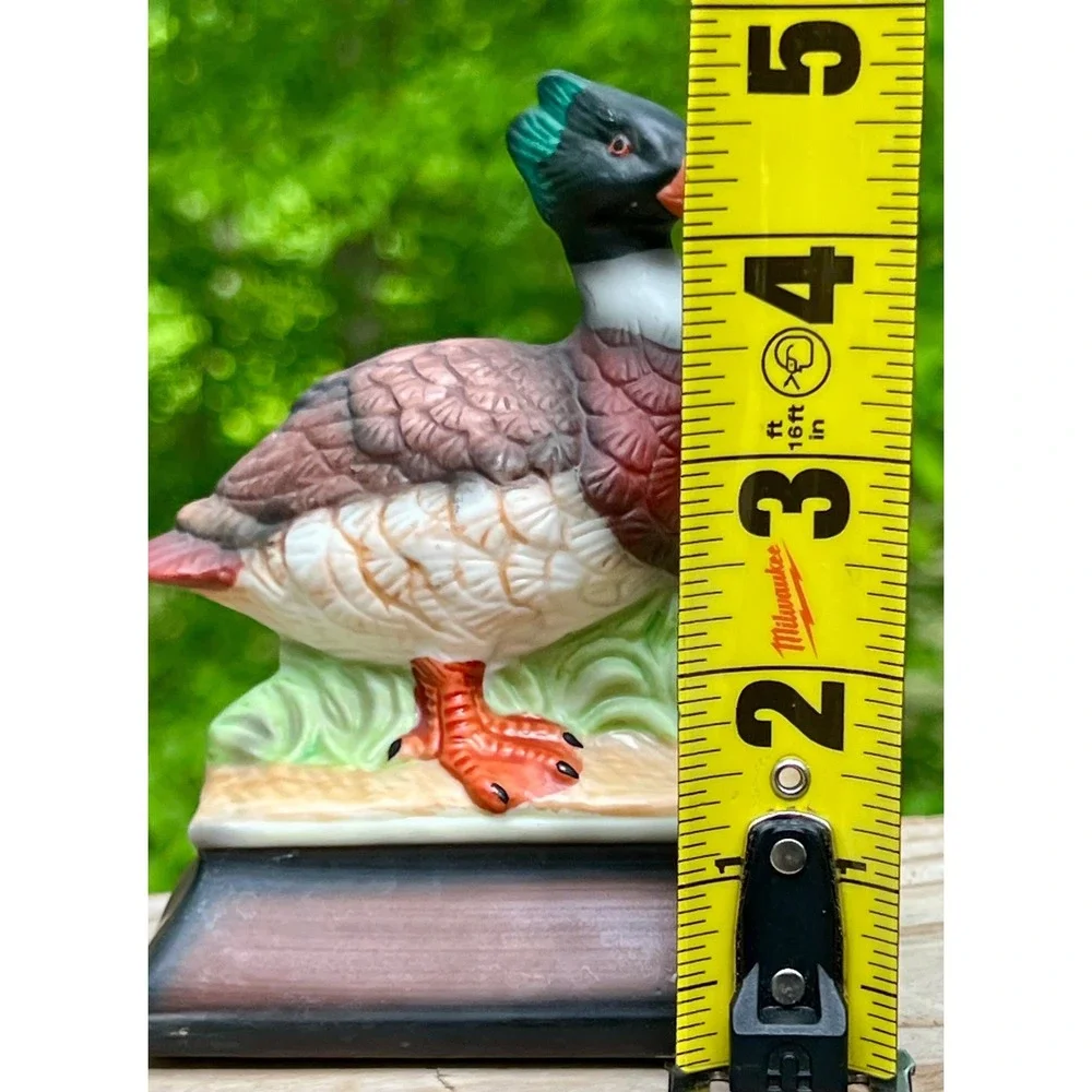 Bird Figurine Red Breasted Merganser Hand Painted Ceramic Vintage Animal Decor